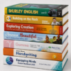 Colorful stack of 3rd-5th grade curriculum books and student workbooks
